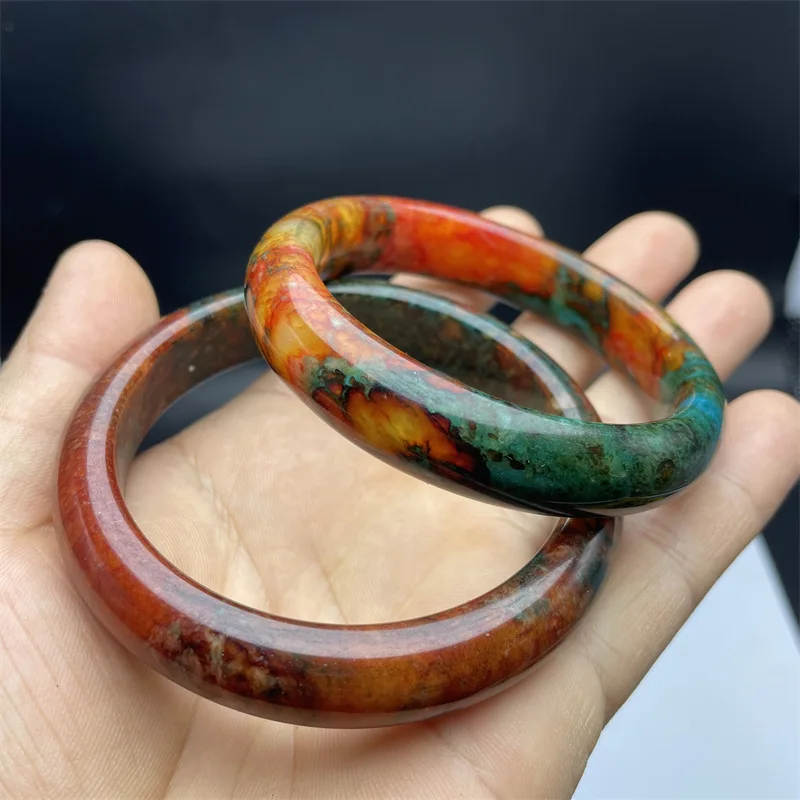 Peacock colored Rainbow Jade Peach Blossom Natural Jade Bracelet Women Style Comfortable jade bracelet bangle bangles for women