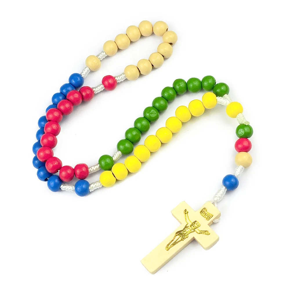 Religiöses Holzkreuz-Armband für Damen und Herren, Holz-Gebetsperlen, Kreuz-Anhänger-Armband, modischer Party-Schmuck, Geschenk – Detail 9