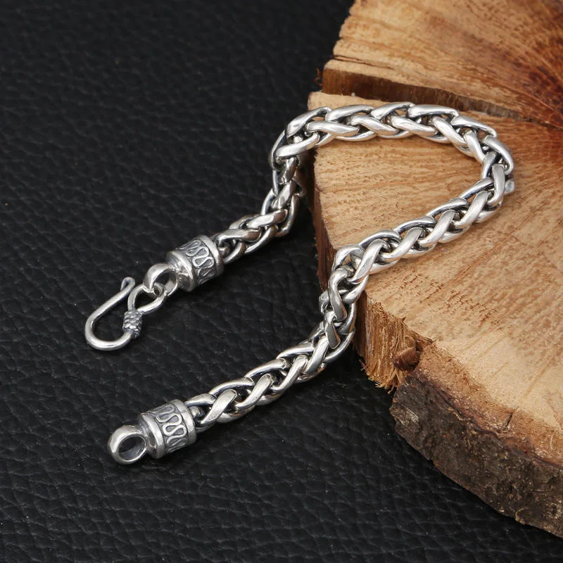 925 Sterling Silver Bracelet vintage bangles Chain High Quality For Women Men Fashion Jewelry Wedding Engagement Party