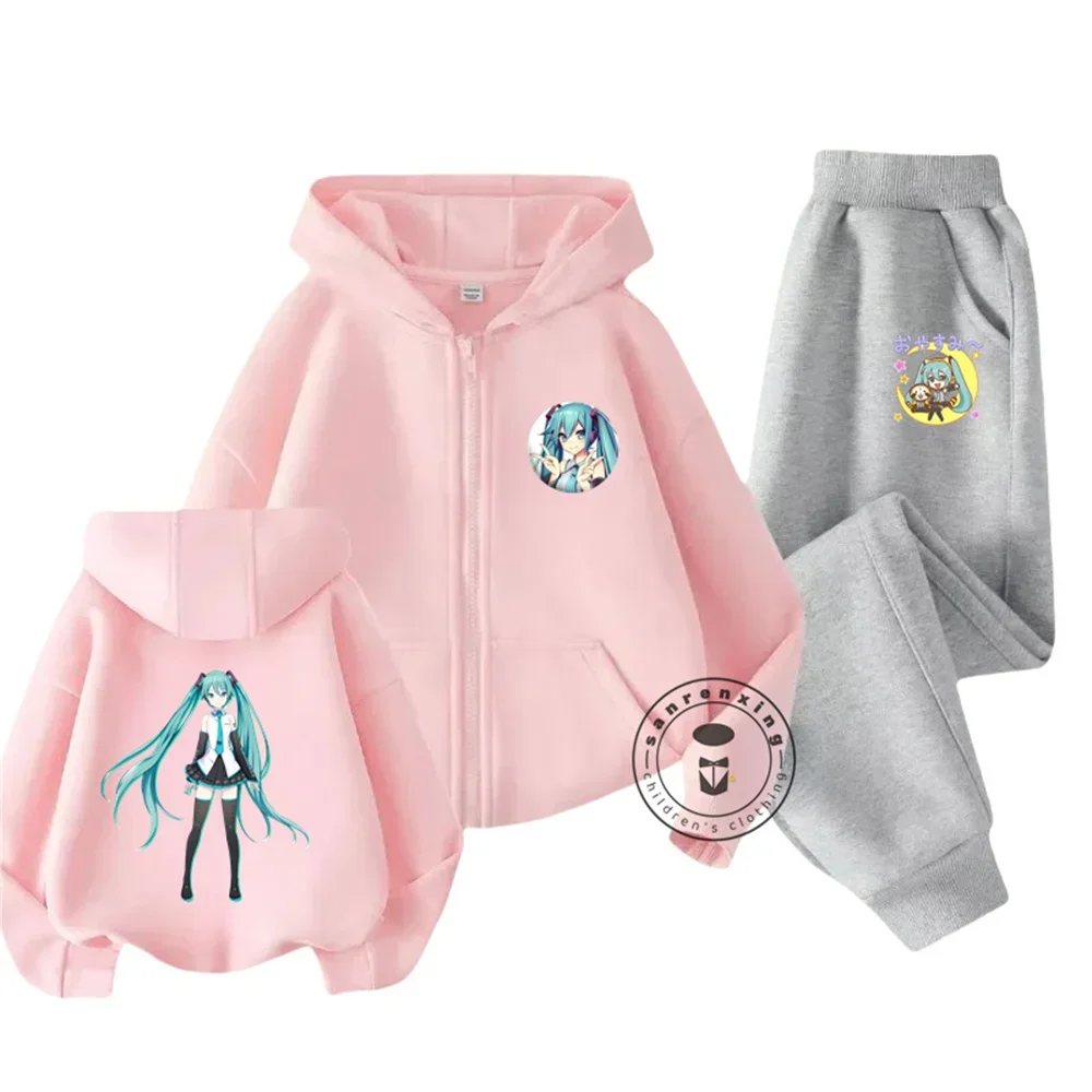 

Hatsune MikuSweatshirt Sets for Girls Autumn Long Sleeve Top and Pants Two Piece Children's Clothing Set Kids Tracksuit