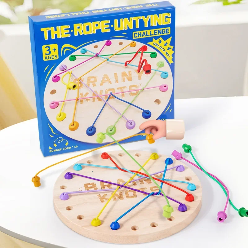 

The Rope Untying Challenge Wooden Table Game Kid Montessori Educational Toy Logical Thinking Brain Game Parent-Child Interactive