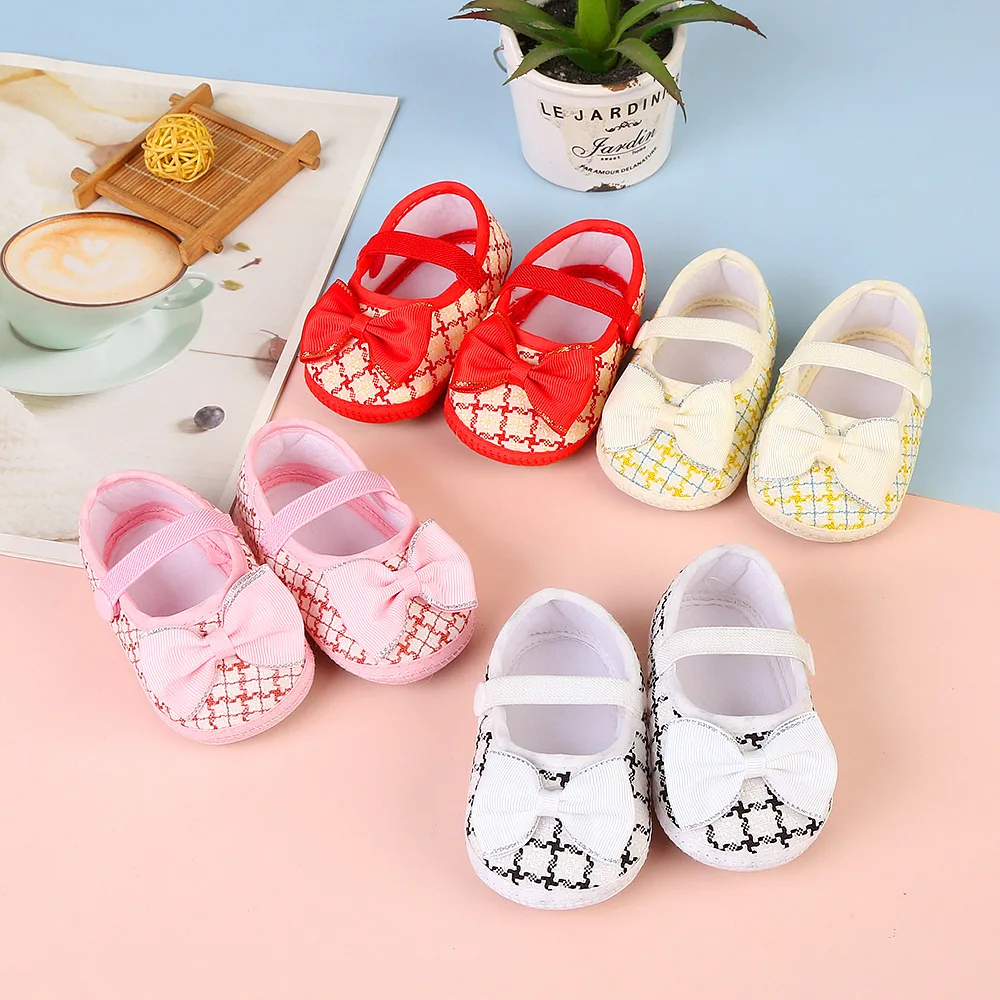 

0~18M Cute Bowknot Newborn Baby Shoes Toddler Baby Girl First Walkers Soft Sole Infant Baby Girls Flats Pink Shoes