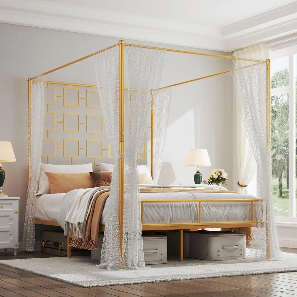 Durable Metal Slat Queen Bed - Easy Assembly, Supports 1000lbs, Ideal for Apartments & Small Spaces, No Box Spring Needed