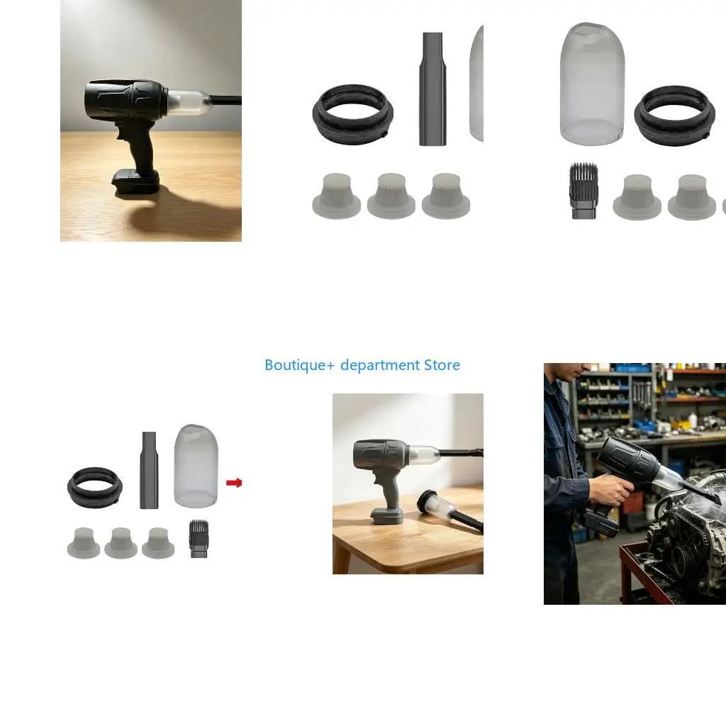 E1PD 7Pieces Vacuum Cleaners Tool Set For Blowing, Wet Dry Vac And Suction Mode, Includes Adapter, Crevice Nozzle, Dust Cup, 3