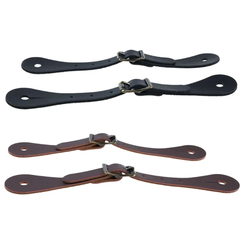 Adjustable PU Spur Strap, 1 Pair with Perforated Adjustment and Metal-Tone Closures for Horse Boot Use Tasks 69HD