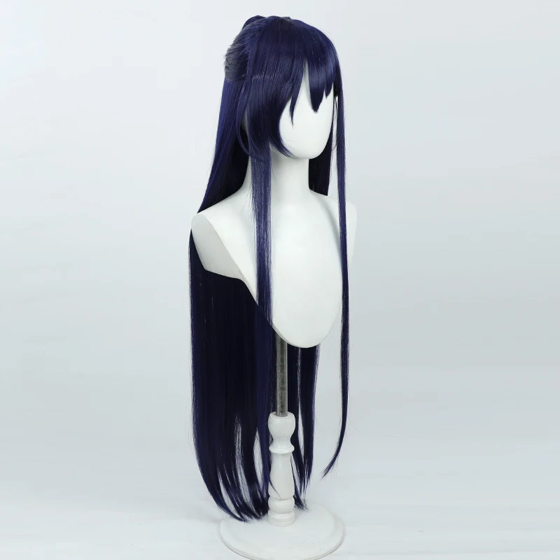 Ren Kurogane Cosplay Wig SHINE POST Dark Blue 100cm Ponytail Synthetic Hair Heat Resistant Halloween Carnival Role Play Party