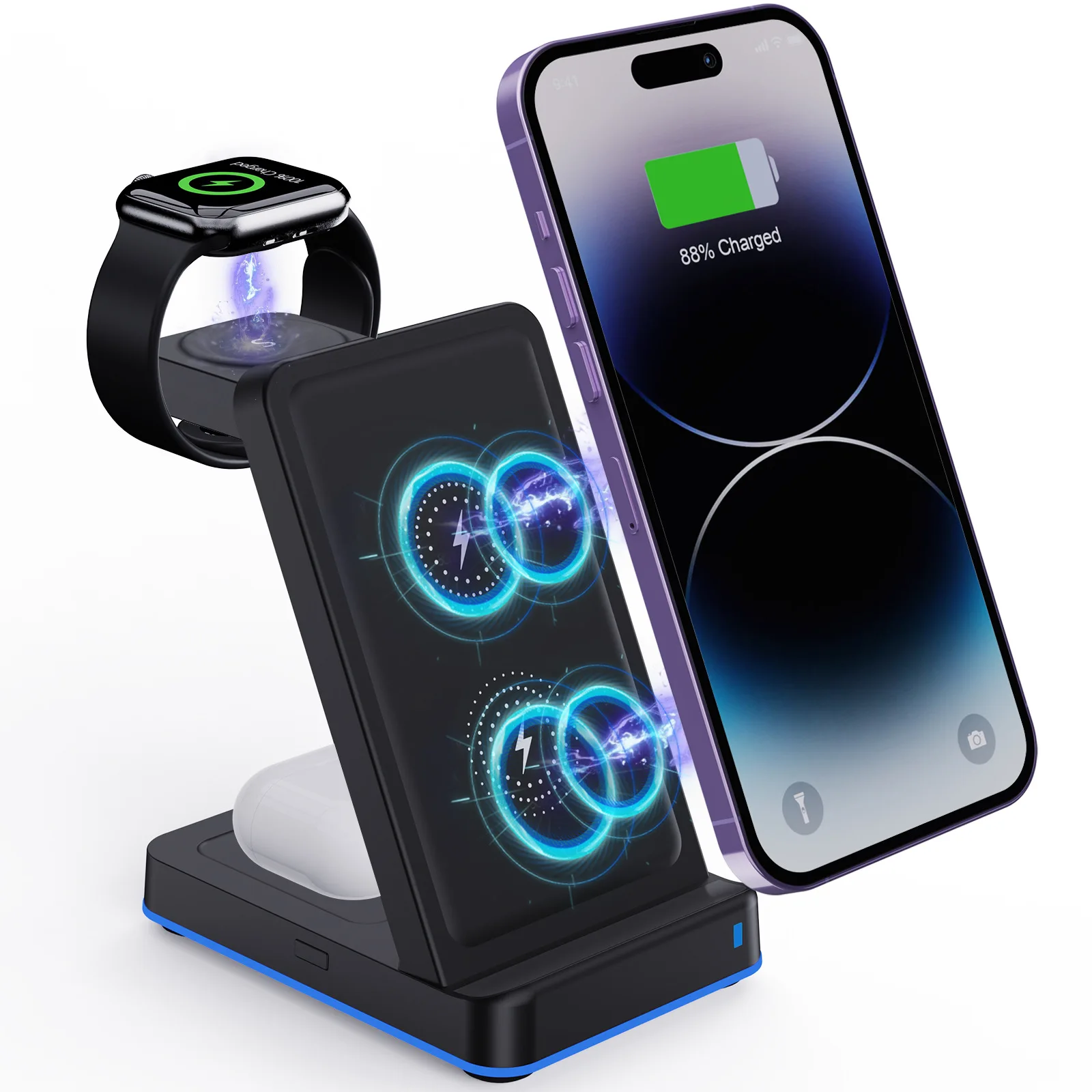 Three in one desktop wireless charger H24 multifunctional mobile phone horizontal and vertical wireless fast charging bracket