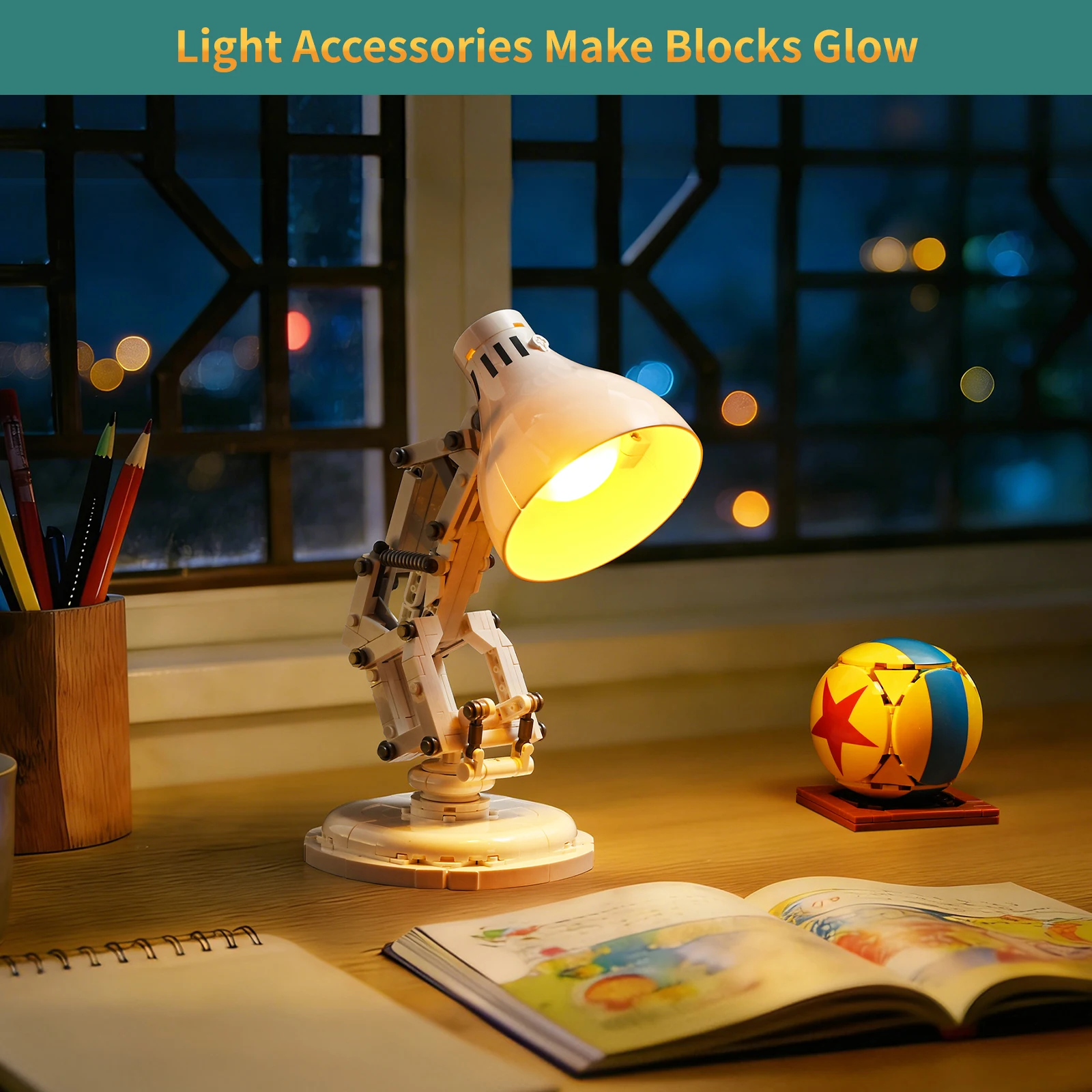BYB LED-Lichtset 21357, geeignet für Luxo Jr. Bausteine, DIY-Lampenspielzeug (Baukasten nicht im Lieferumfang enthalten) – Detail 2