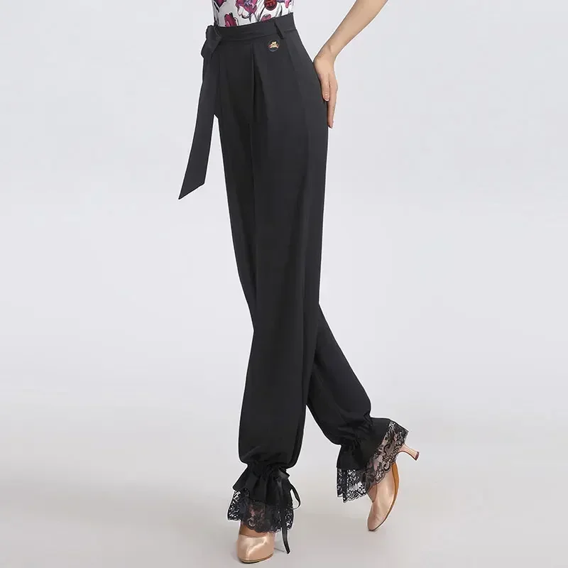 

2025 New Latin Dance Pants Women Performance National Standard Waltz Trousers Ladies Black Modern Ballroom Dancewear Costumes