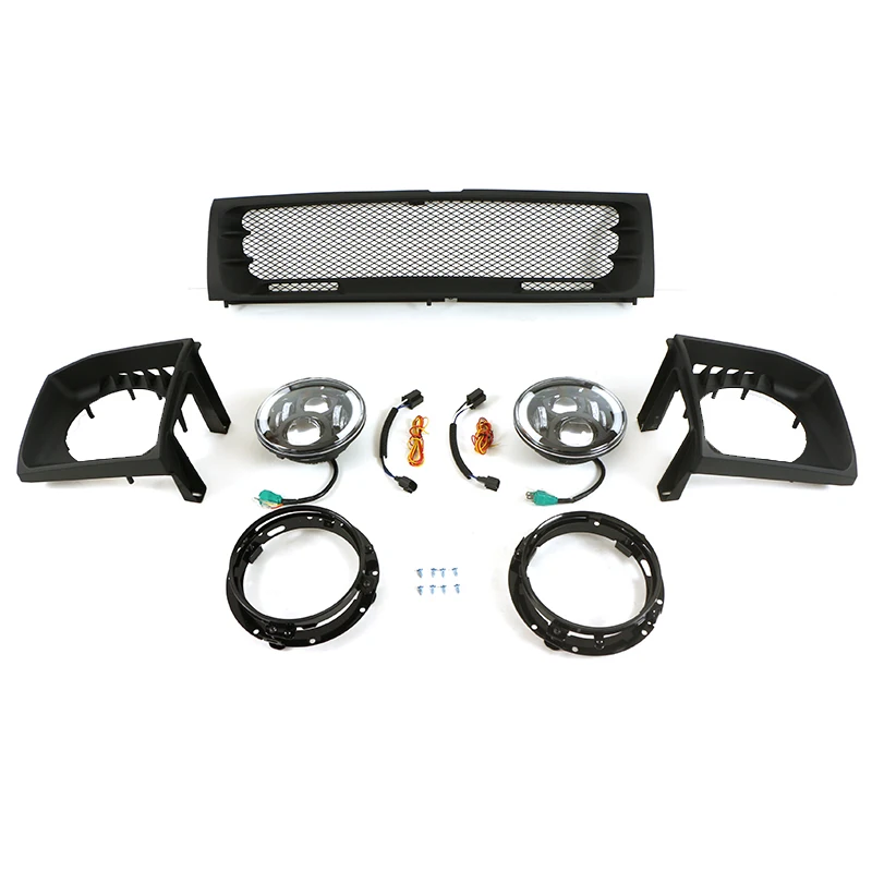 Dream Car Auto Parts Modified ABS Black Car Front Grille With LED Light Bar Fit For PAJERO V33 V43 V31 V32