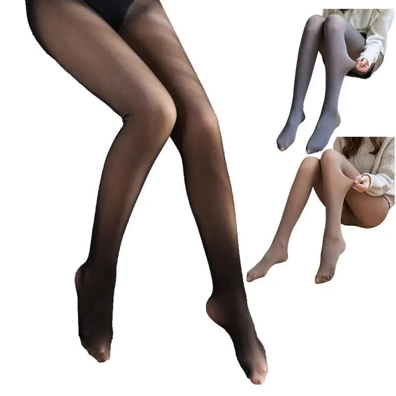 

Footed Sheer Tights Super Elastic High Waisted Tights Fleece Lined Leggings Flexible Semi-Transparent Translucent Pantyhose