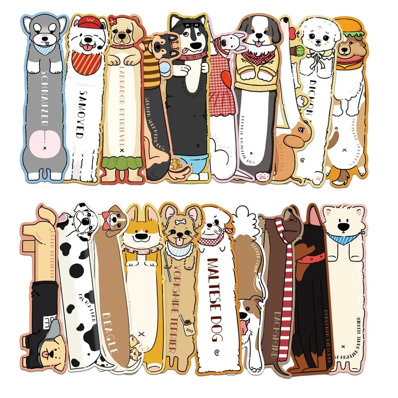 30PCS Reading Dog Theme Bookmarks Cute Reading Pages Book Tags Student Creative Gifts Decoration Page Tags Cards Lovely