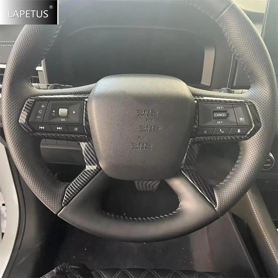 

Carbon Fiber Look Auto Steering Wheel Button Decor Frame Cover Trim For Mitsubishi Outlander 2023 2024 2025 Interior Accessories