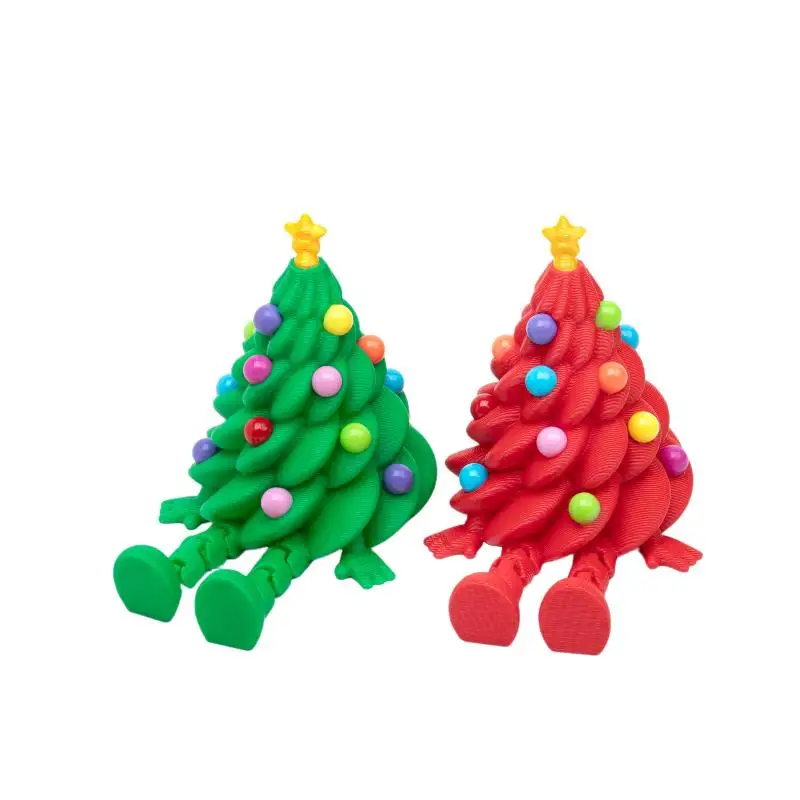 {MX} تماثيل أشجار عيد الميلاد المطبوعة ثلاثية الأبعاد مع وصلات متحركة صغيرة لطيفة ملونة لعيد الميلاد لتقوم بها بنفسك ديكور مكتب المنزل الحلي #4