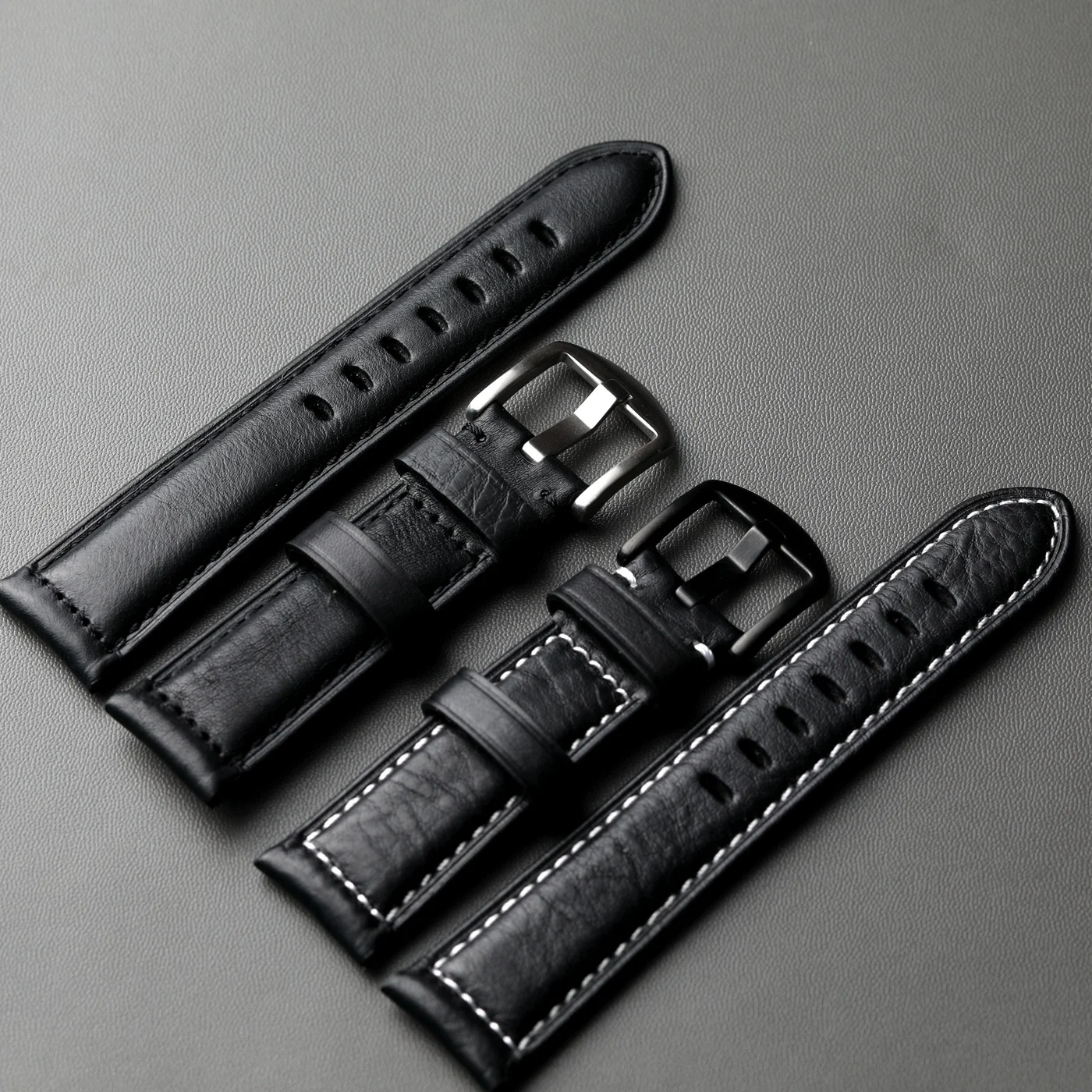Handmade leather strap black 20 22 24 26mm vintage style, thickened men's leather strap, compatible with PAM watchband