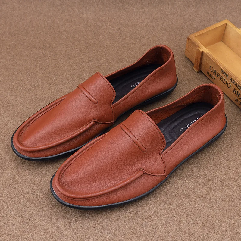 Men's Shoes High Quality Sofe Leather Casual Shoes Classic Slip on Loafers Business Leather Shoes Lightweight Walking Loafers