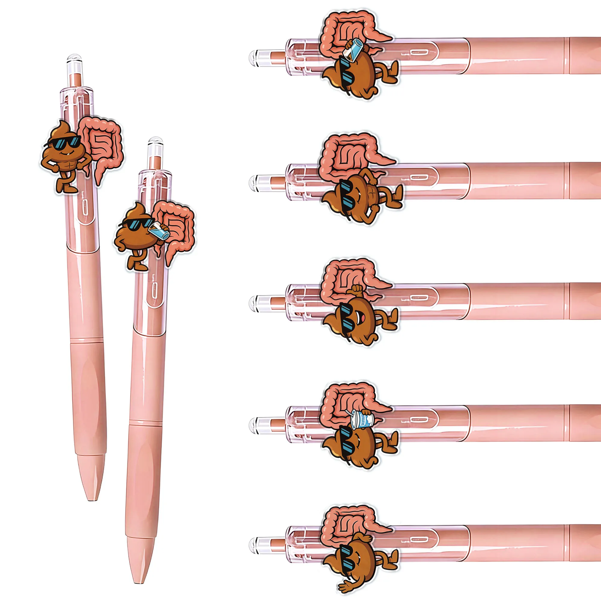 

5pcs Baba Intestine Protection Theme Personalized Ballpoint Pen Medical Health Series Press Creative Gift Pen