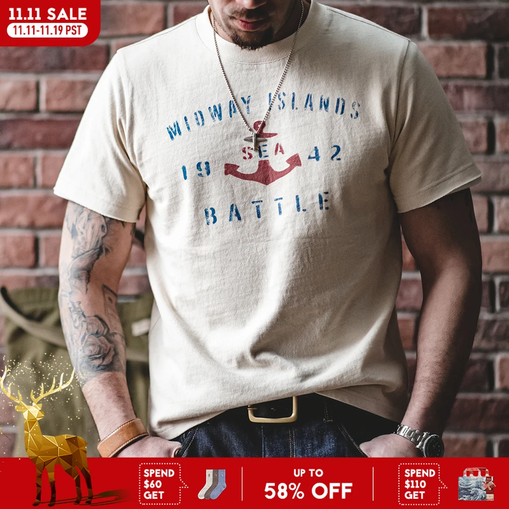 

Футболка мужская хлопковая с круглым вырезом и принтом якоря