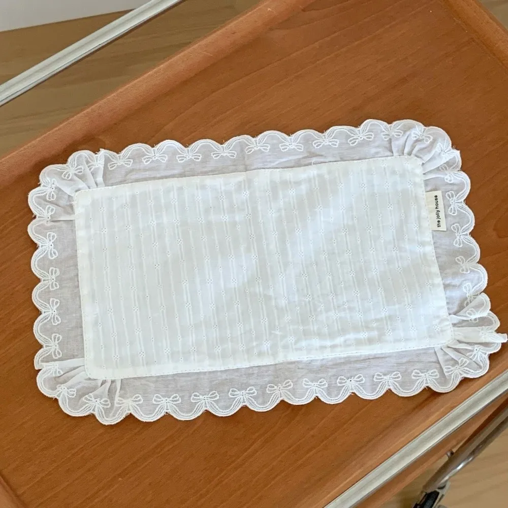 Korean Style Soft Flounced Lace Ruffle Placemats Dust-proof Multi-purpose Coasters Cotton Napkins Dining