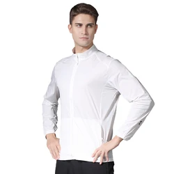 Outdoor Running Coat Nylon Zipper Breathable Long Sleeve Reflective Letter Workout Golf Casual Men Sports Light Jacket