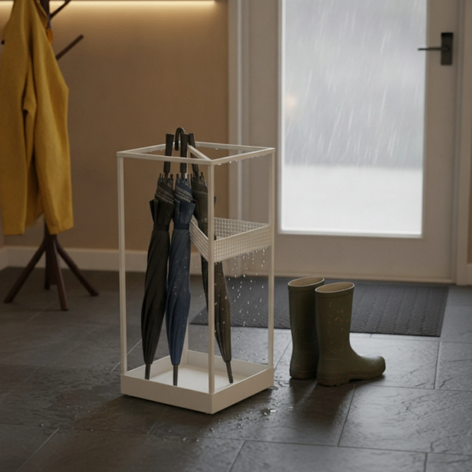 Metal Umbrella Stand Easy to Dry Draining Umbrella Holder Household Organizer Ventilated Stable Base for Hallway
