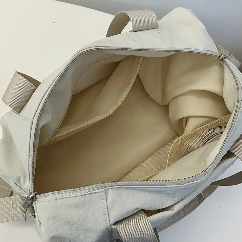 New Large Capacity Travel Bags with Shoe Pocket Dry Wet Separation Gym Tote Bag Solid Color Nylon Fitness Handbag