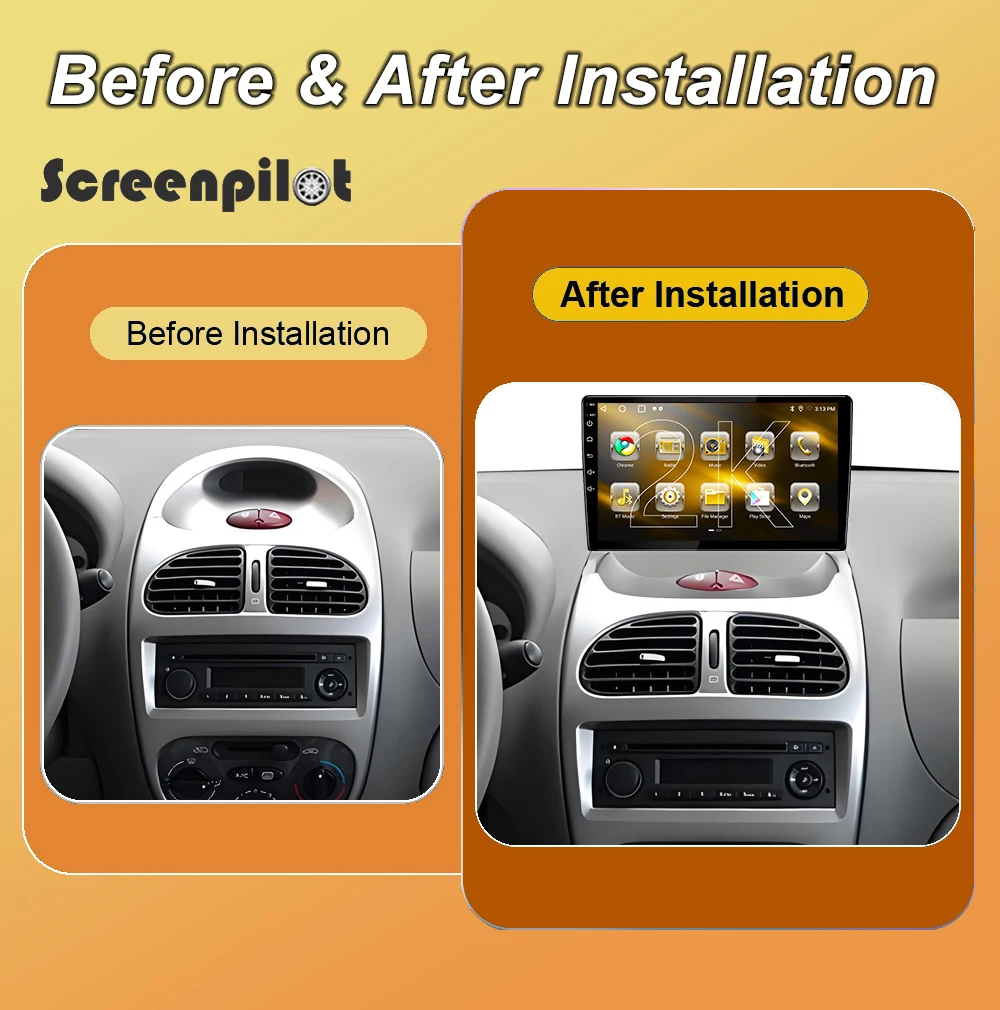 Android 16 Car Radio Stereo For Peugeot 206 2004-2008/Citroen C2 2006-2013 2K QLED Multimidia Player GPS Carplay Android Auto 5