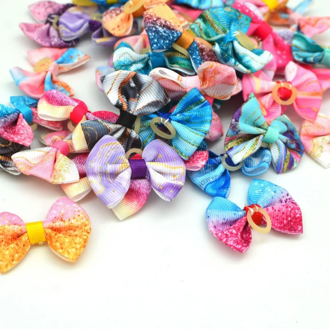 10 PCS Dog Grooming Hair Bows Dog Bows Mix Colours Small Dog Accessories Dog Hair Rubber Bands Pet Headwear Pet Supplier