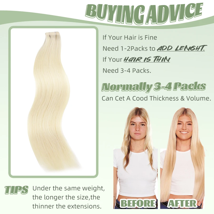 شعر مستعار K.S في وصلات الشعر ، بو غير مرئي ، لحمة جلد غير ملحومة ، شعر بشري ، 12: 10 لكل عبوة