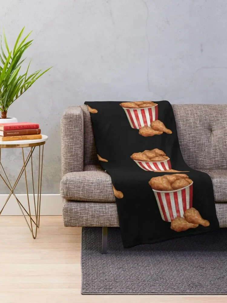 Bucket of Fried Crispy Chicken Throw Blanket Thin blankets ands Cute Plaid Blankets