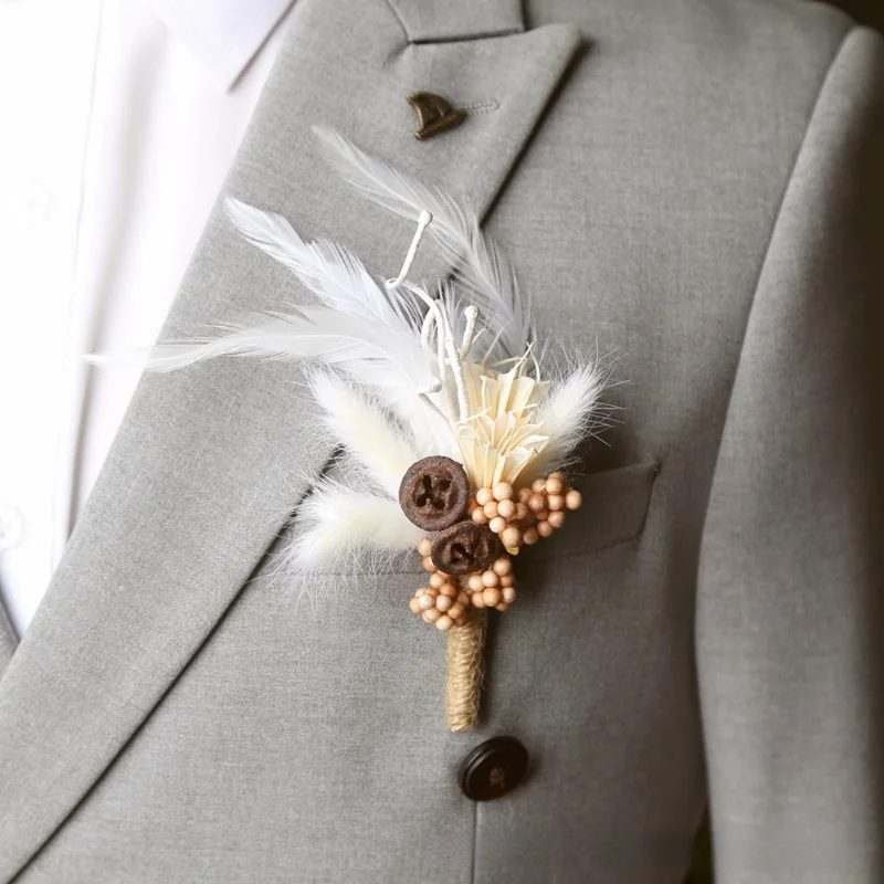 Vintage Mensuit Boutonnieres Wrist Corsage Bridesmaid Groomsmen Marriage Wedding Accessories