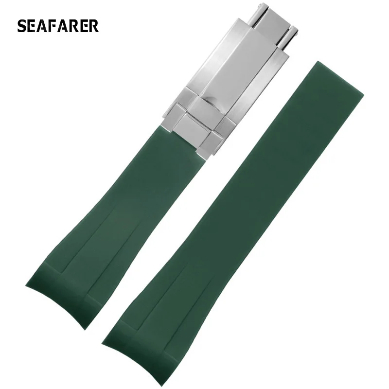 Watchband For Rolex Submariner Black Green Water Ghost GMT Explorer Yacht Famous Air Fighter Rubber Watch Strap Male watch band