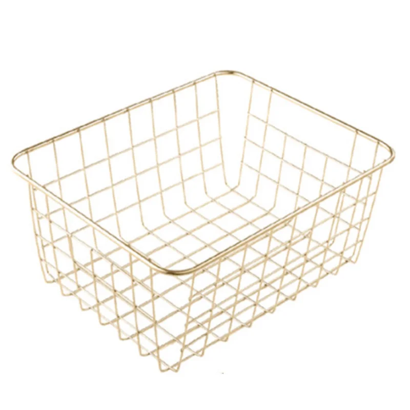 キッチン用ゴールドワイヤーバスケット、収納整理、工芸品装飾、2パック