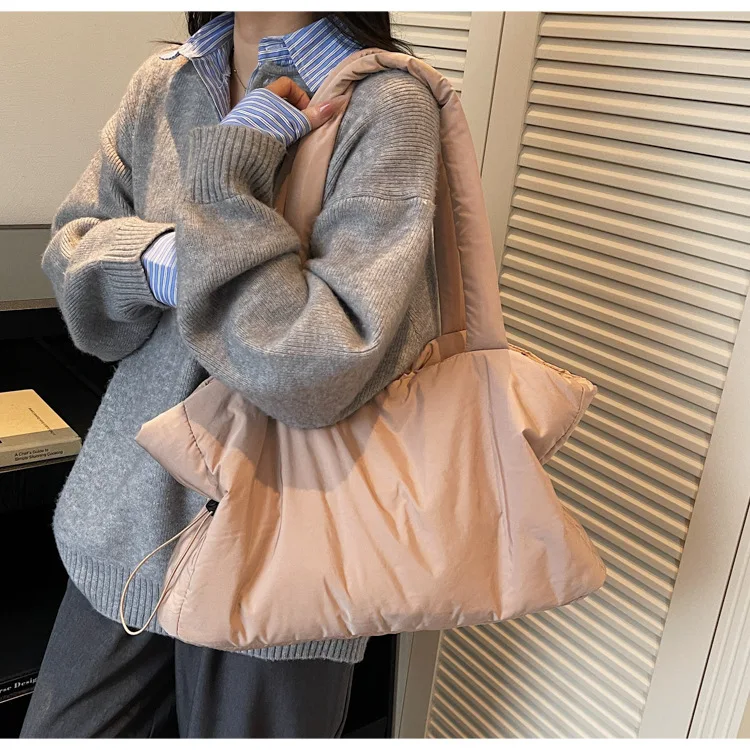 Herbst Winter Baumwolle Umhängetasche Frauen Stilvolle Tote Satchel Handtasche Geräumige Nylon Geldbörse für Arbeit Pendeln und Reisen – Detail 36