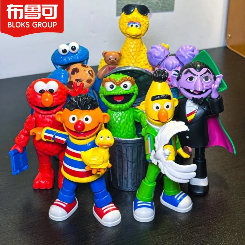 Genuine Blokees Sesame Street Figure Assembly Oscar Ernie Elmo Cookie Monster Big Bird Abby Collect Models Kid Birthday Gifts