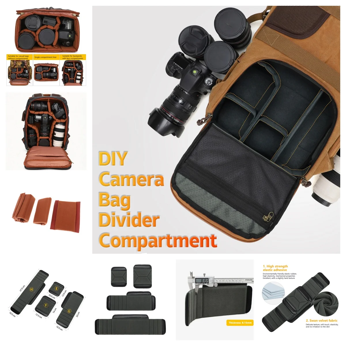 Tragbare DIY Für Kamera Tasche Ersatz Foto Rucksack Rucksack Kameras Fächer Teiler Gepolsterte Separatoren
