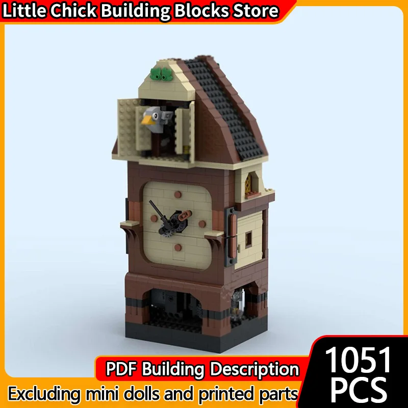 Medieval Castle Model MOC Building Bricks Cuckoo Clock Modular Technology Gifts Holiday Assemble Children Toys Suit