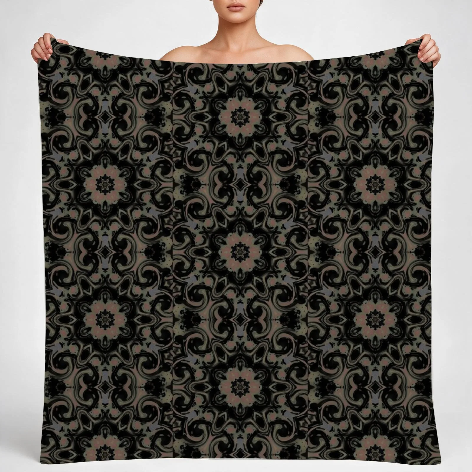 Ornate Boho Goth Pattern Throw Blanket couch cozy soft plush fuzzy picnic outdoor blanket