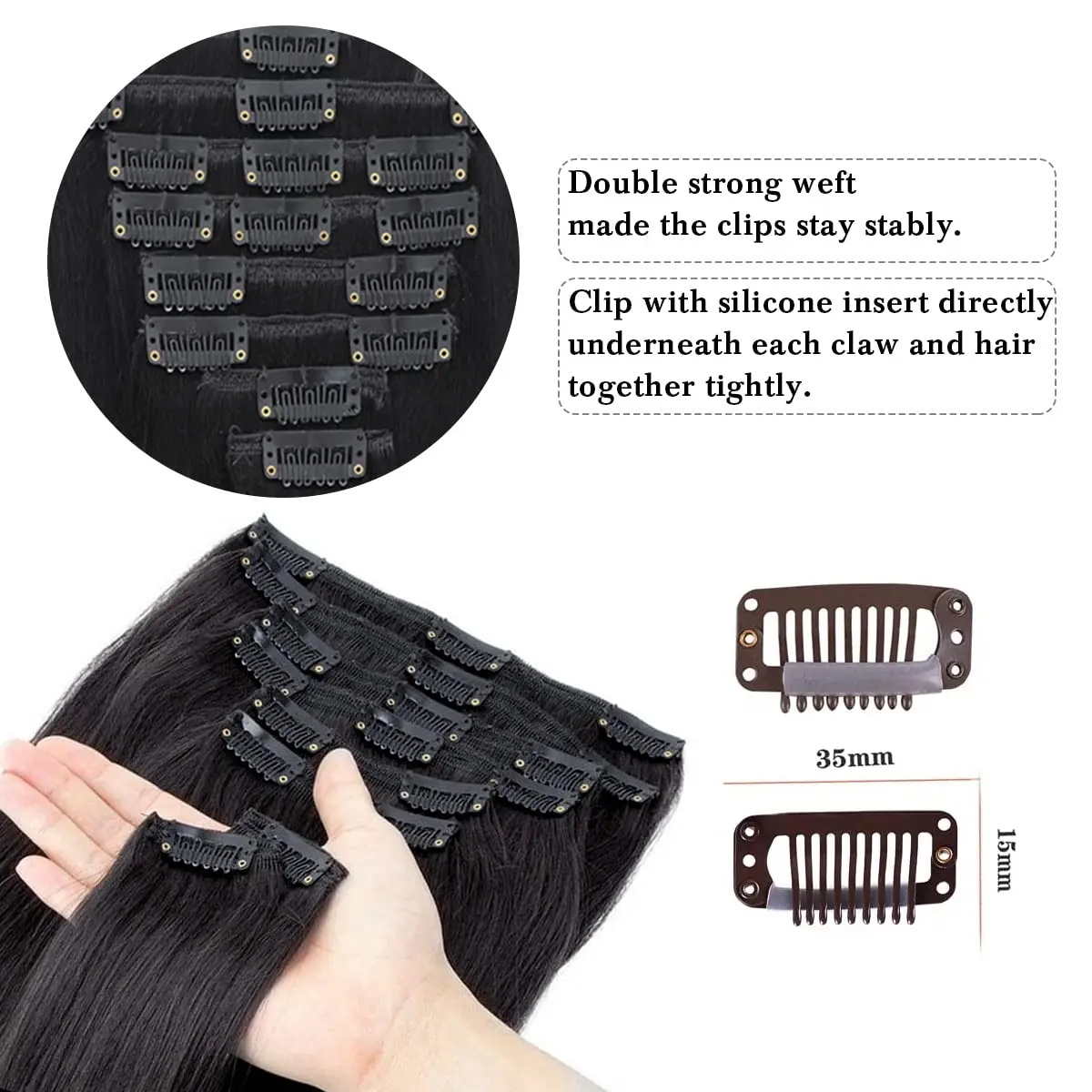 Optics Light Yaki Straight Remy Human réinitialisation in Extensions, Extensions de cheveux humains, Noir de jais, Cheveux relaxants pour femmes noires, 18 po, 140g