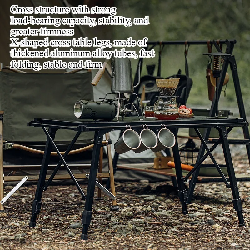 Outdoor IGT Aluminum Plate Tactical Folding Table Liftable Portable Egg Roll Table BBQ Picnic Table Multifunctional Dining Table