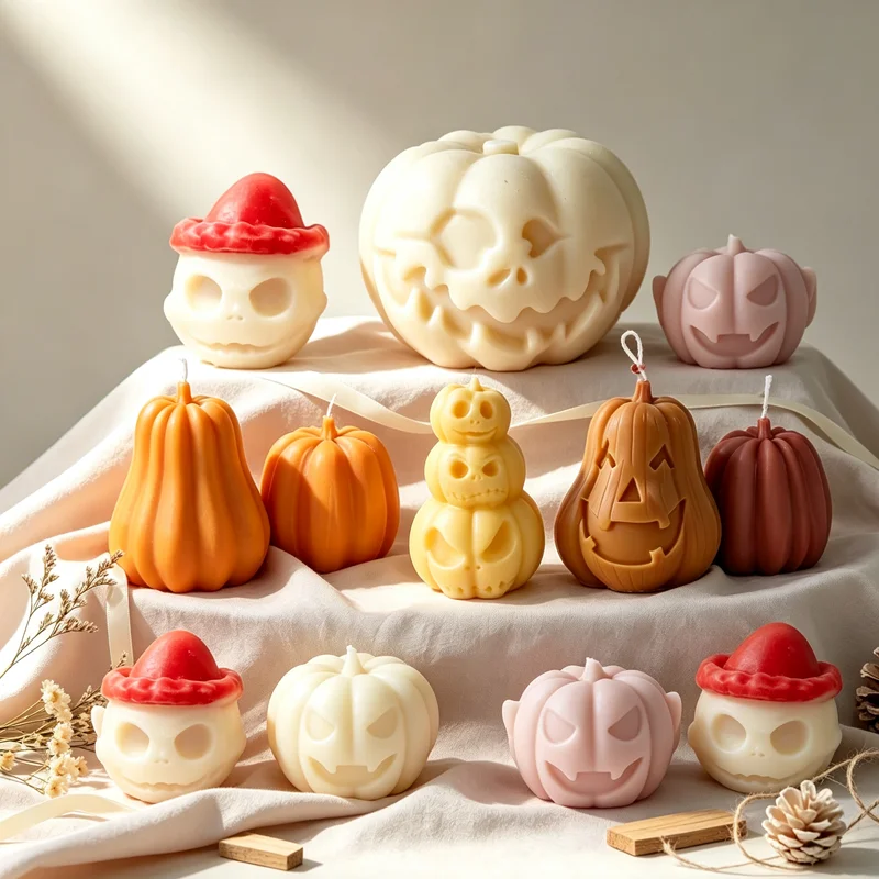 3D Halloween Pumpkin Ghost Bat Candle Silicone Mold DIY for Scented Wax Plaster Resin Handmade Craft Home Decor Gift