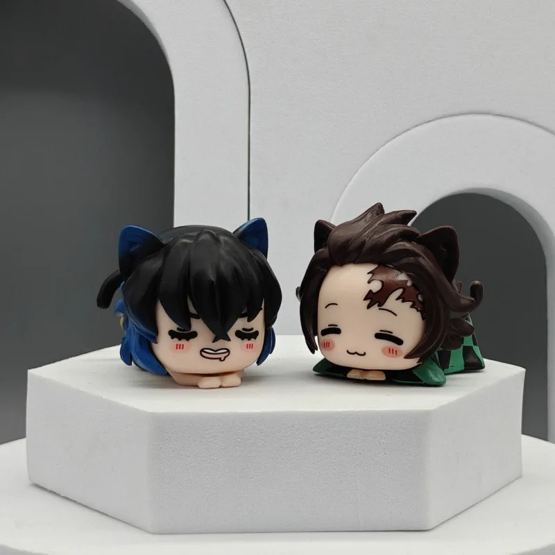 6 pezzi Hot Anime Demon Slayer Q Versione Figurine Personaggi dei cartoni animati Kamado Nezuko Agatsuma Zenitsu Figurine Top Cake Supplies