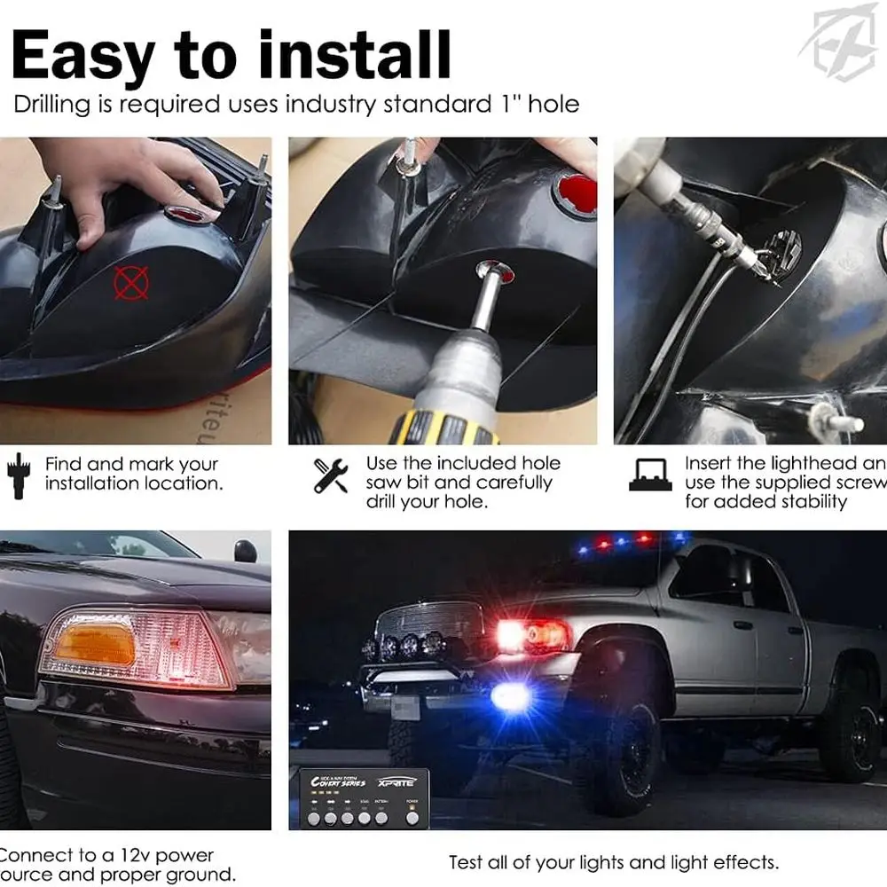 طقم مصابيح LED ستروب للشرطة مكون من 20 نمطًا مع لوحة تحكم لأضواء المركبات في حالات الطوارئ