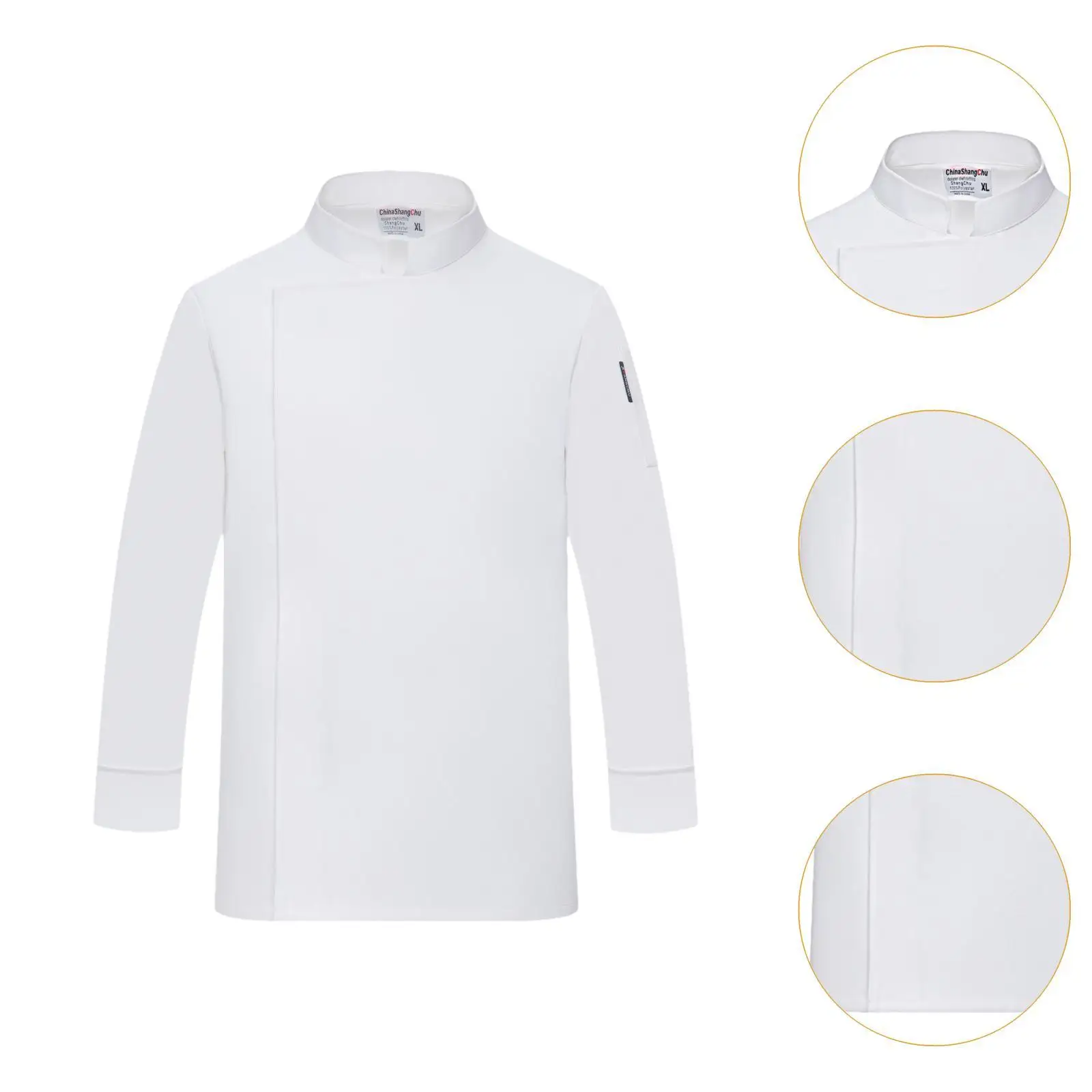 Chef Jacket Lightweight Long Sleeve Snap Button Men Women Catering Shirt Chef Coat for Bakery Catering Cafe Hotel Food Service