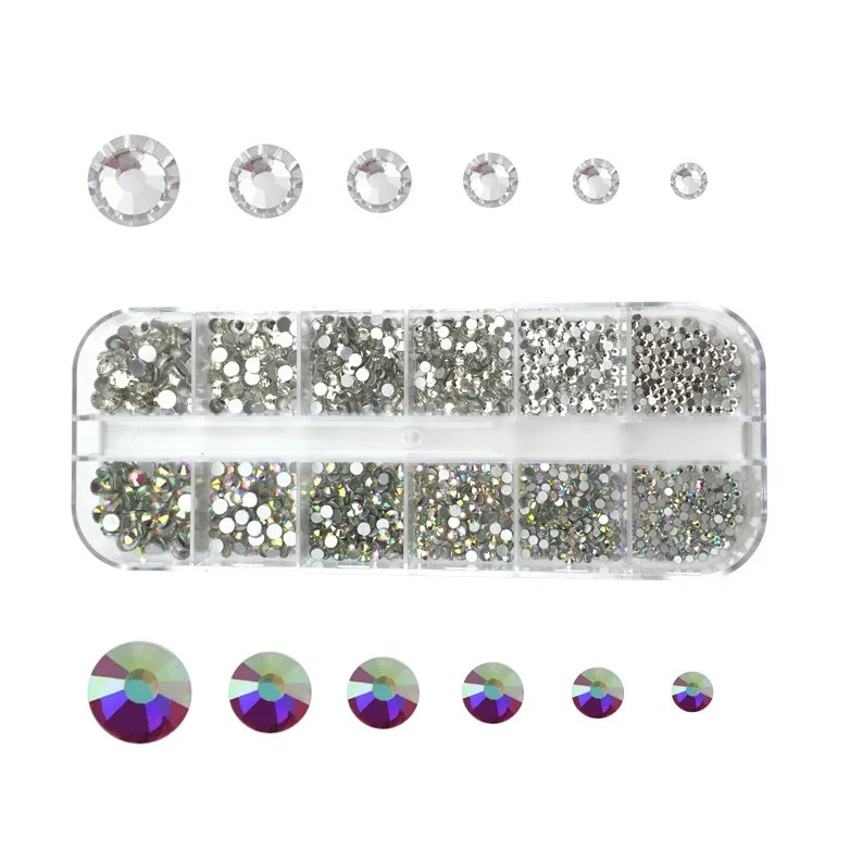 12 grades de cristal ab com parte traseira lisa, brocas com pinça de caneta, faça você mesmo, acessórios de decoração de arte de unha, suprimentos para unhas, caneta pontilhadora