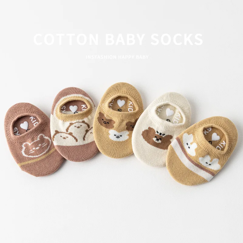 

0-5 лет милые детские напольные носки с героями мультфильмов, хлопковые короткие носки с медведем для малышей, противоскользящие кавайные унисекс Sok, детские аксессуары для девочек и мальчиков