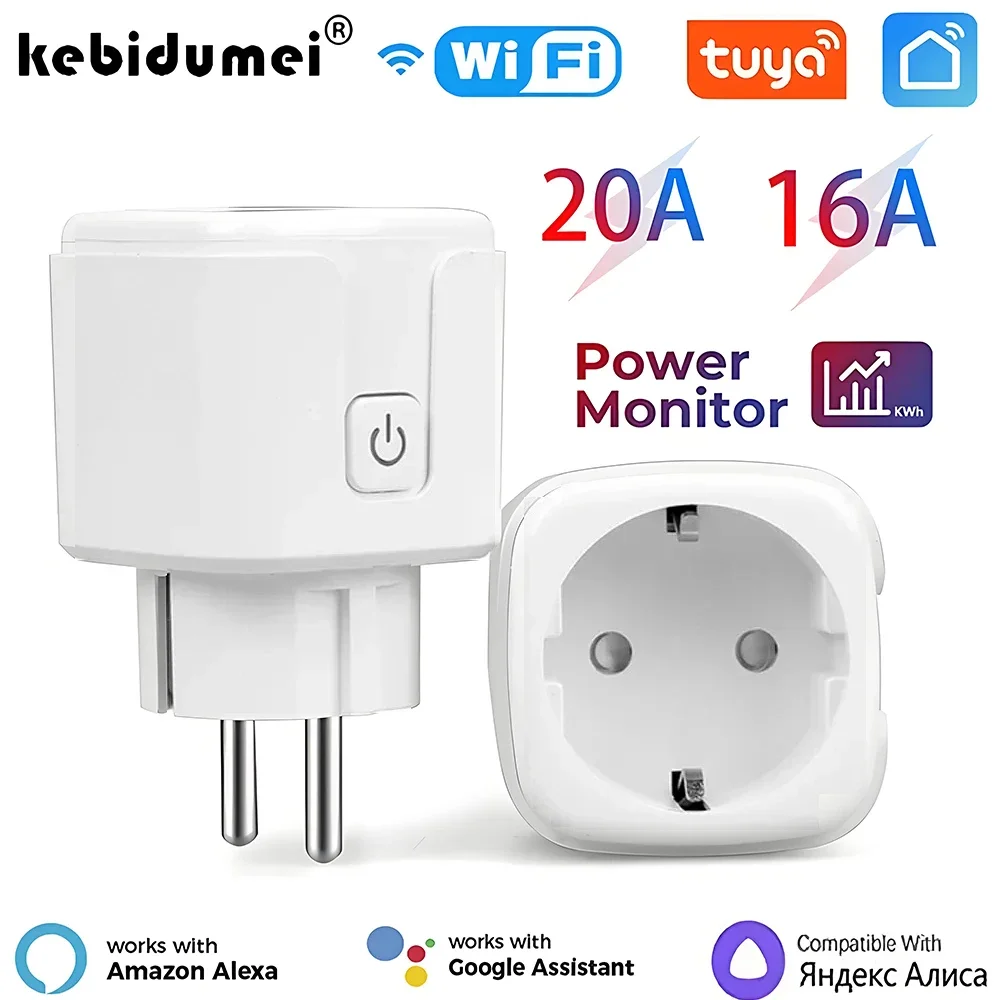 Tuya Wifi สมาร์ทซ็อกเก็ต EU16A/20A สมาร์ทปลั๊ก Power Monitoring Smart Life APP รีโมทคอนโทรลสนับสนุน Google Assistant Alex