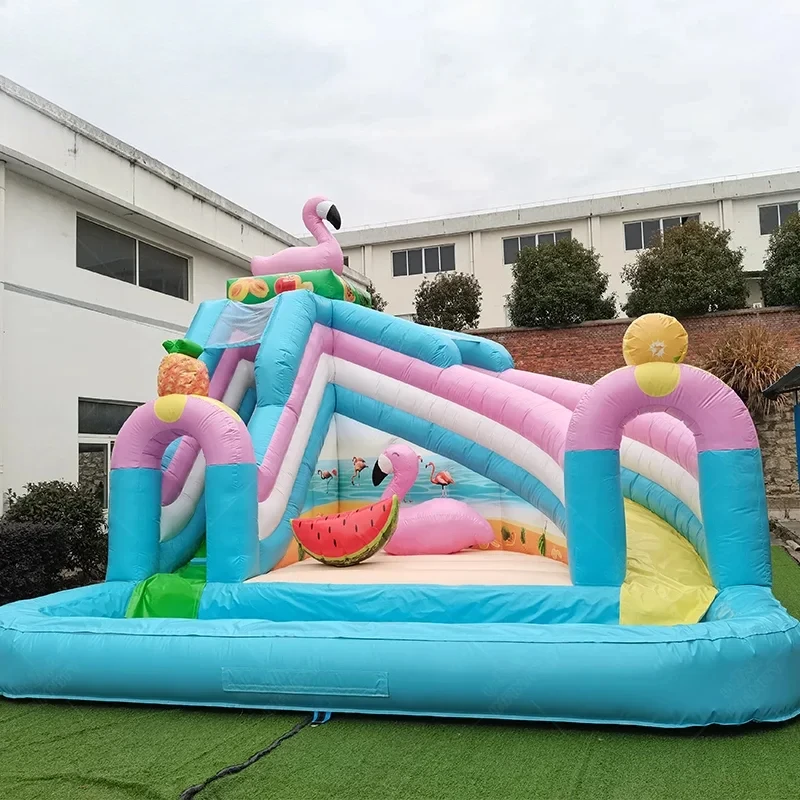 Commercial bounce house slide inflatable swimming pool slide bouncy castle adult inflatable pink flamingo slide