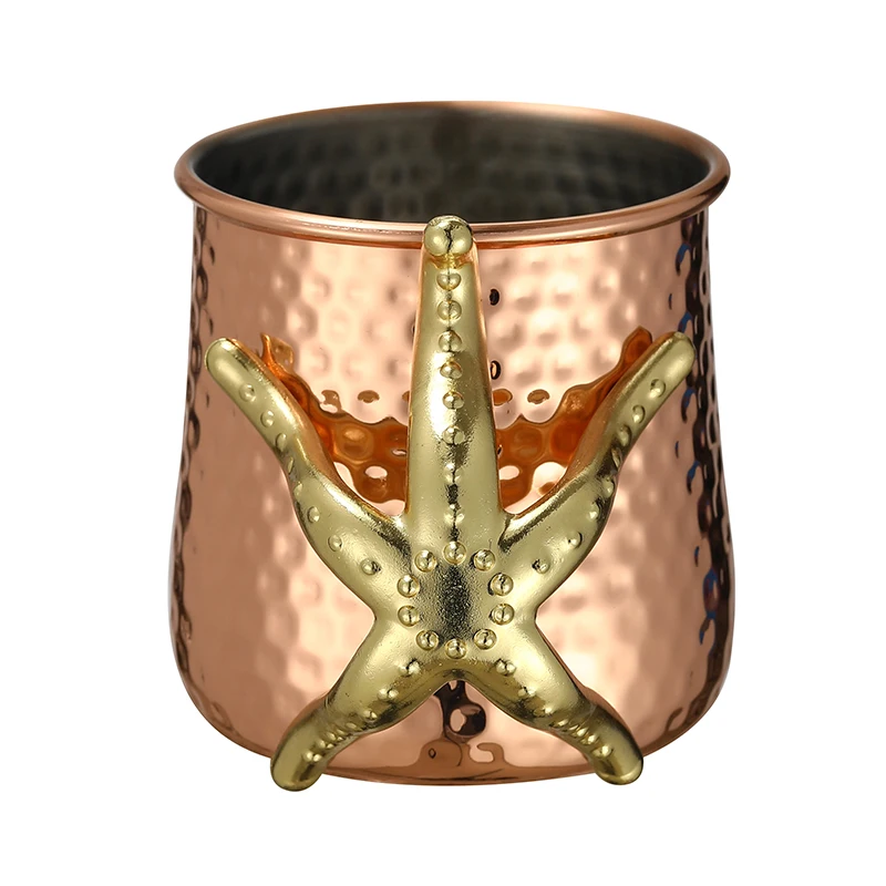 Copper Plated 540ml Hammered Stainless Steel Moscow Mule Mug Coffee Mug with Tentacle Handle