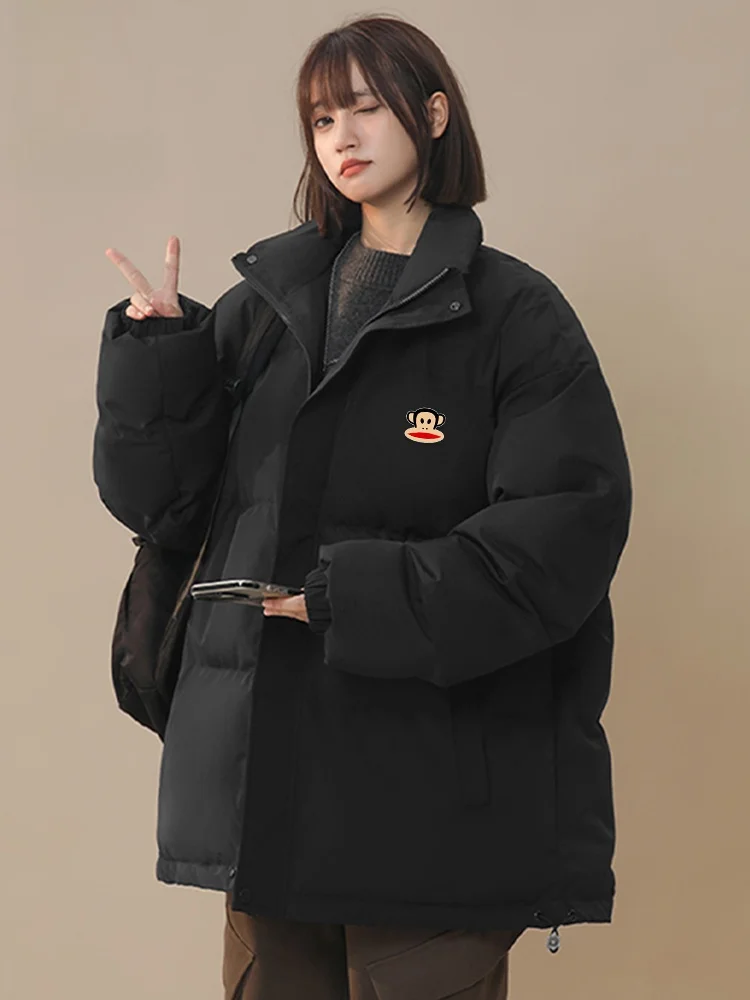 

Утепленная хлопковая куртка для мужчин: зимнее теплое пальто свободного кроя с длинными рукавами, на молнии, для молодежи, повседневное, из чистого хлопка